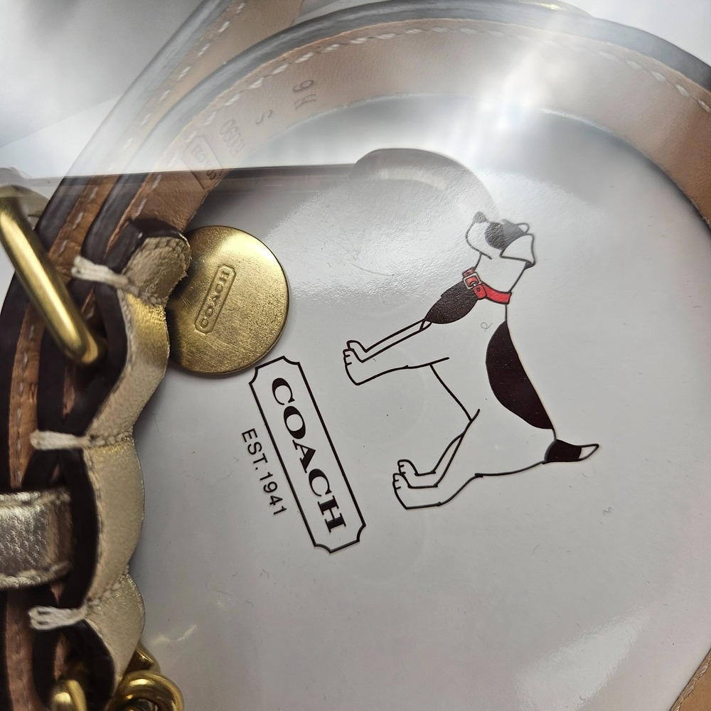 NIB COACH Metallic Gold Turnlock Leather Dog Collar Charm 600900 Small - Picture 6 of 11